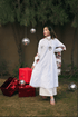 Chikankari Hand embroidery Anarkali Dress in Cotton White